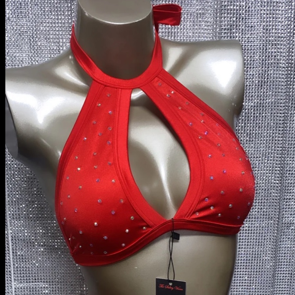 Red halter bikini top
